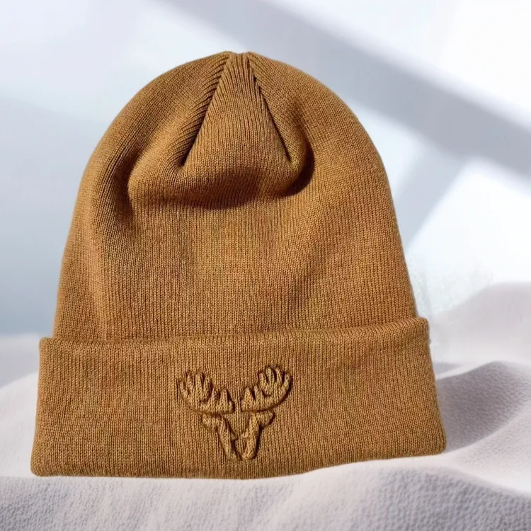 【一鹿平安】梅花鹿立体压印棉腈毛线帽 软糯亲肤显脸小开运必备