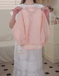 【现货】2025秋季新款女童韩版粉色花边衬衫-09223