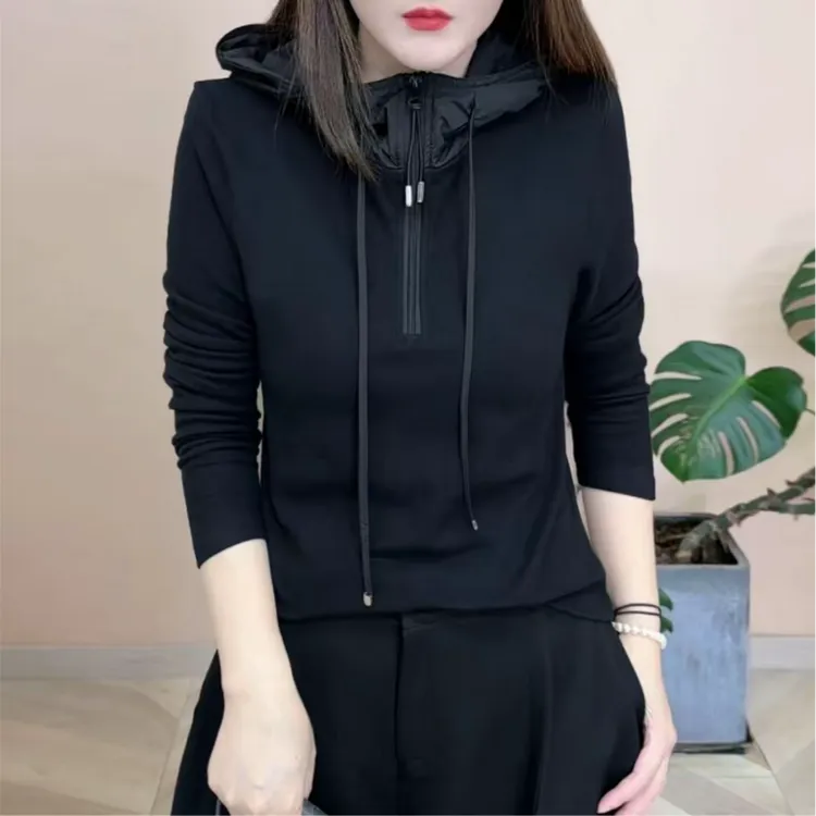 2025秋冬新品时尚潮流百搭双面绒连帽外套休闲女士长袖上衣8279