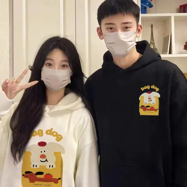 情侣卫衣2025春秋冬新款爆款一男一女潮牌高级感纯棉宽松连帽卫衣