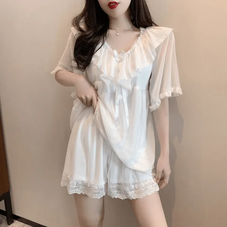 纯欲风带胸垫睡衣女夏天莫代尔高颜值2025新款冰丝短袖短裤家居服