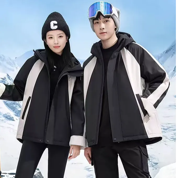 FH88#男女同款连帽内胆保暖冲锋衣外套加厚情侣休闲运动外套