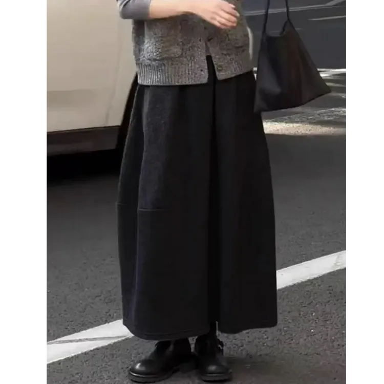 【毛呢花苞裙】2025秋冬显瘦高腰宽松常规中长款ins韩版花苞裙