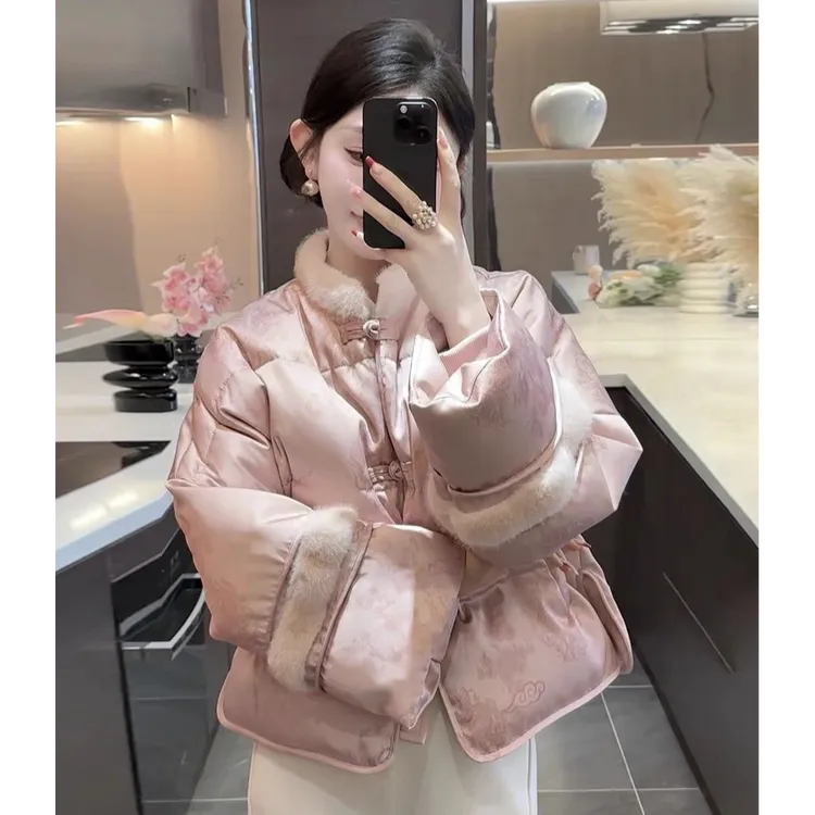 2025新中式国风白鸭羽绒服加厚民族风立领女外套气质百搭保暖洋气