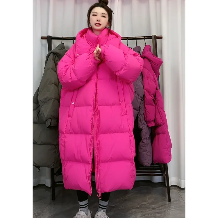 2418【100-280斤】 男女同款大码保暖羽绒服女长款宽松版 衣长108