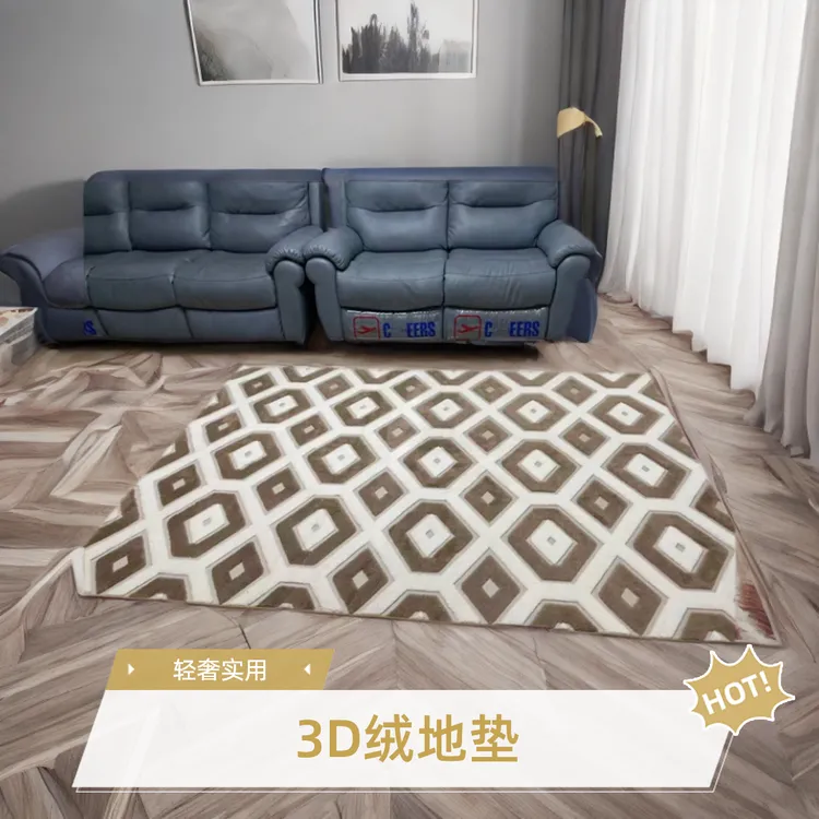 轻奢家用客厅3D立体绒加厚大面积防滑铺地毯地垫