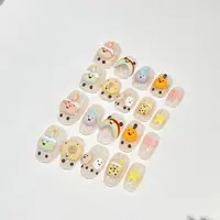 蛋糕聚会手工穿戴甲可爱卡通手绘涂鸦短款显白学生党美甲片