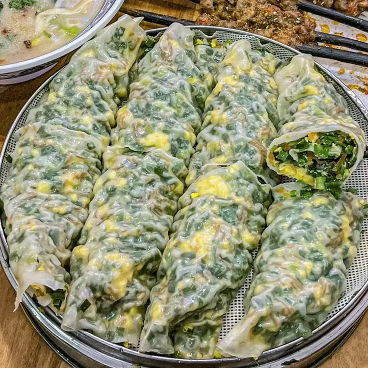 【妈妈做的味道】河南手工菜蟒纸皮菜龙早餐韭菜鸡蛋素三鲜馅即食