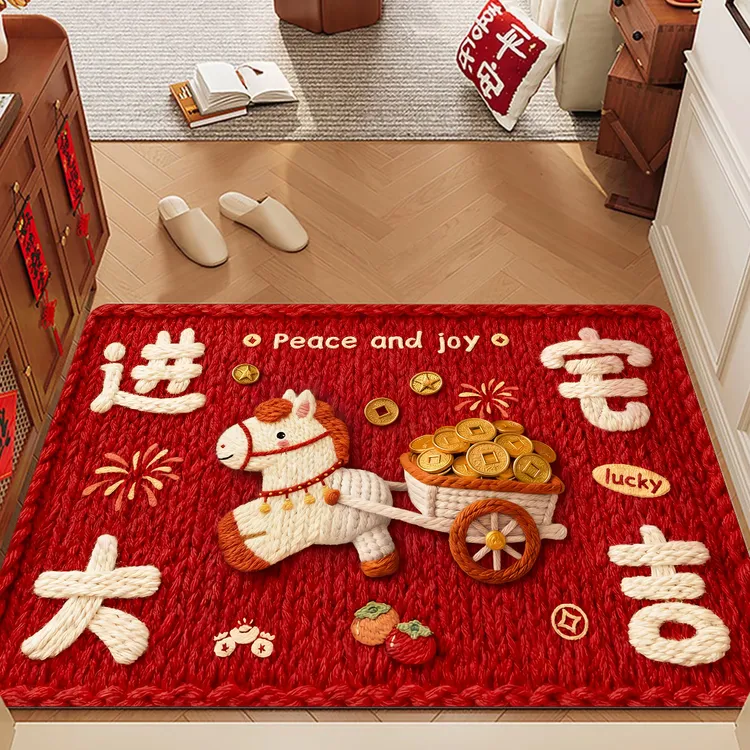新年暴富喜庆红地垫进宅大吉新款入户玄关门垫家用吸水门口脚垫