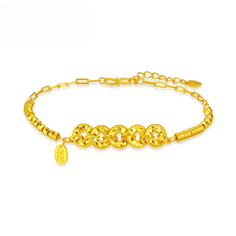 足银手链五帝币碎冰冰手链时尚百搭款节日礼物碎银五帝钱手链