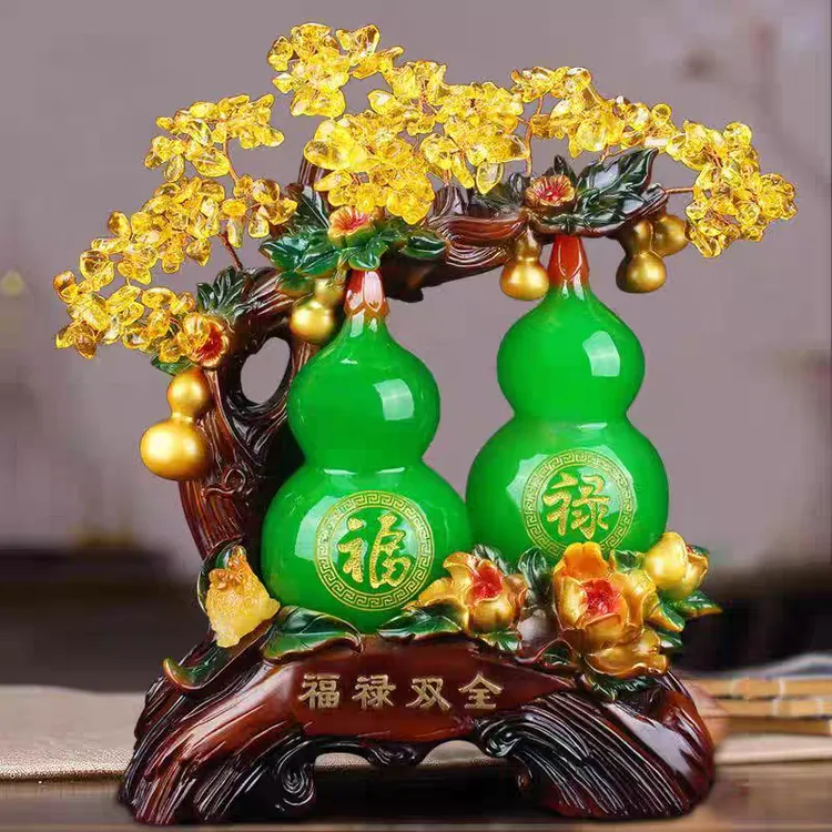 【师傅推荐】招财福禄葫芦摆件发财树客厅办公室装饰品桌面摆件