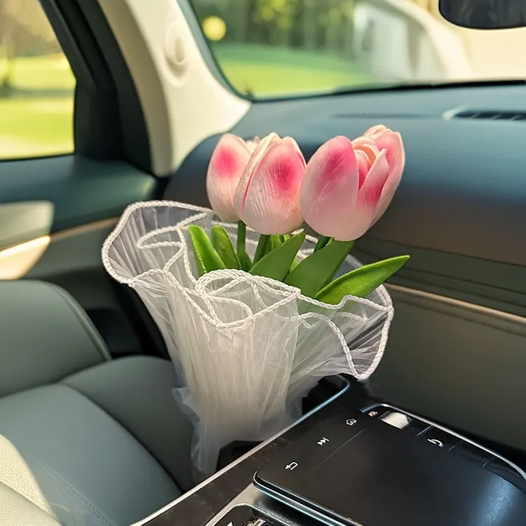 车载摆件郁金香花束网红新款汽车中控台车内女生车内裤子