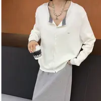 D6233圆领拼色边针织衫女装韩版秋季款百搭减龄休闲上衣