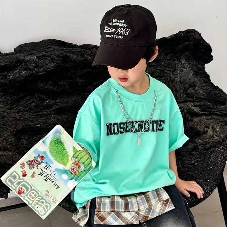 儿童夏季字母潮牌百搭短袖 T恤男童夏装休闲半袖上衣中小童时尚