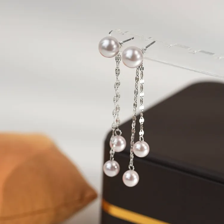 925银耳饰 曼塔玫瑰嘴唇链流苏耳钉仙女气质百搭清新长款女耳饰