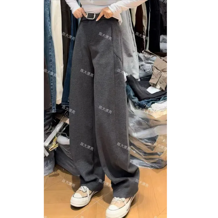 2025秋冬新款灰色弯刀休闲裤女高级百搭
