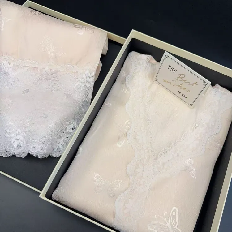 春夏冰丝人字纹蕾丝睡衣女士家居服