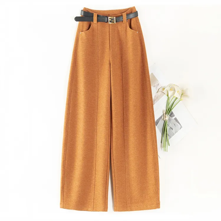 软糯棉羊毛休闲弯刀裤女2025秋冬新款松紧高腰拉绒澳毛窄版香蕉裤