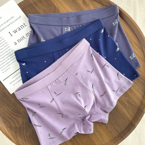 男士棉青少年纯棉舒适透气平角裤宽松简约裤头中腰大码内裤四角裤