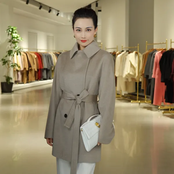 【文姐】短款纯羊绒温莎公主双面带里衬大衣短款宽松加厚纯羊绒外套