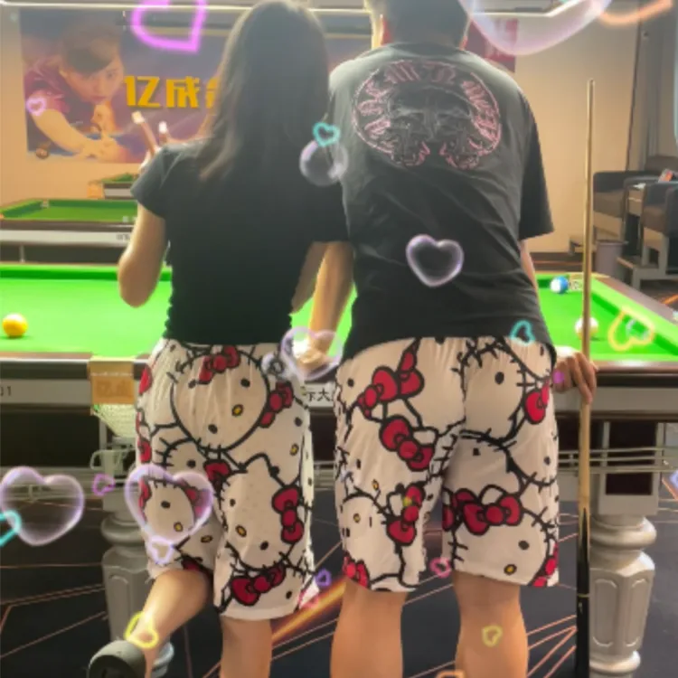 【喜桃】KT凯蒂可爱卡通夏季运动短裤休闲宽松沙滩情侣五分裤沙滩裤
