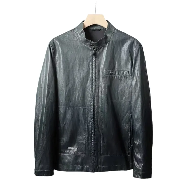 剪标春季男士时尚潮流PU皮夹克男款百搭休闲外套