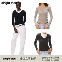 alright then三色100%纯羊毛V领羊毛修身V领落上衣