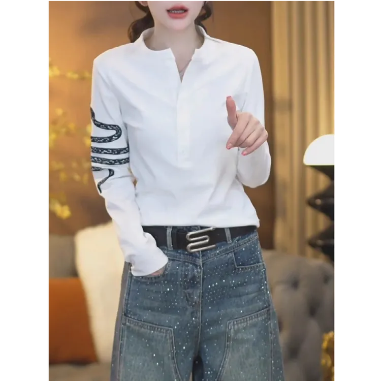 2025秋冬新款大码长袖T恤女显瘦内搭气质气质洋气独特别致上衣女