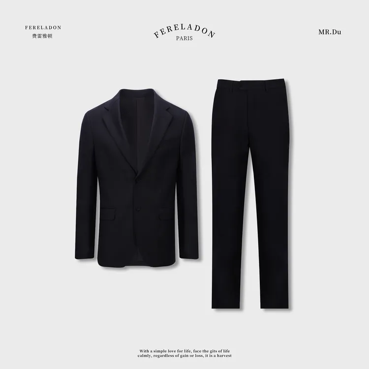 【迪/包扣100全精纺羊毛/120支】秋季平驳领双开叉休闲西服+820901