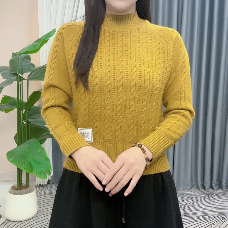 【羊毛衫】冬季新款圆领女针织衫百搭休闲秋冬保暖气质套头典雅上衣