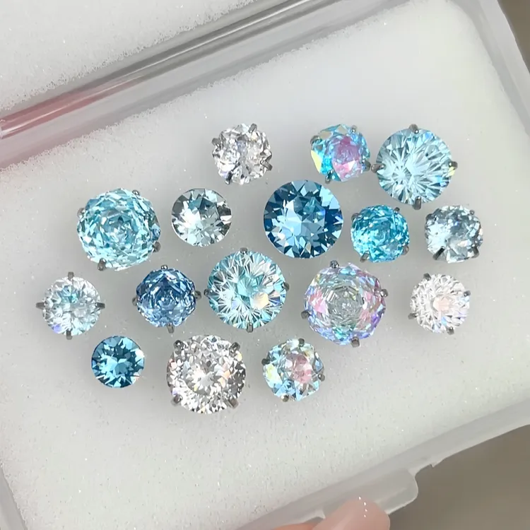 钛钢锆石耳饰 海风轻拂RINGRING商店钛钢耳钉耳骨钉养耳洞玫瑰切