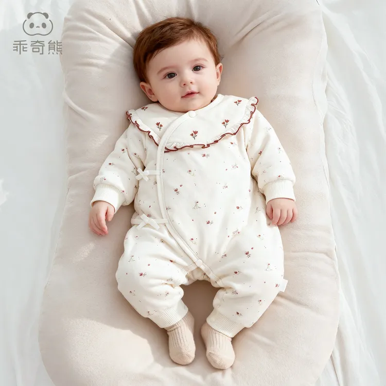 【暖护棉】新生儿宝宝夹棉抗菌和尚服婴幼儿加厚保暖冬季哈衣棉服