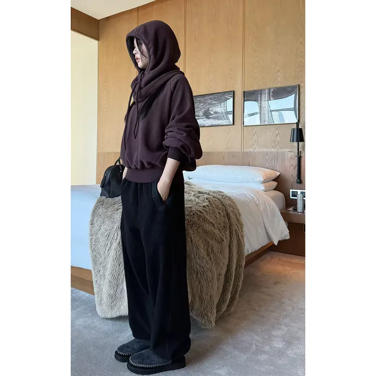 LA CALLA【拍一发二】棉质加绒摇粒绒可拆帽两穿结构卫衣CC-WM7483