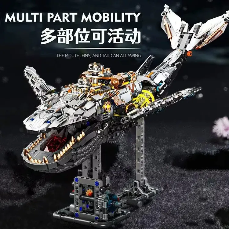 2025新款动物机械鲸鱼积木益智拼装模型摆件儿童10岁男孩生日礼物