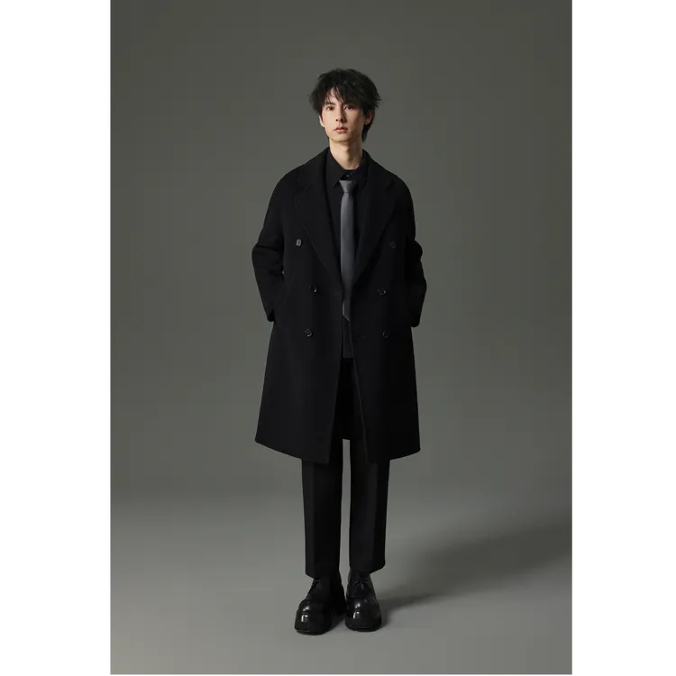 [反季专属价~百分百羊毛大衣]男士韩版休闲中长款双面呢外套FLDSS