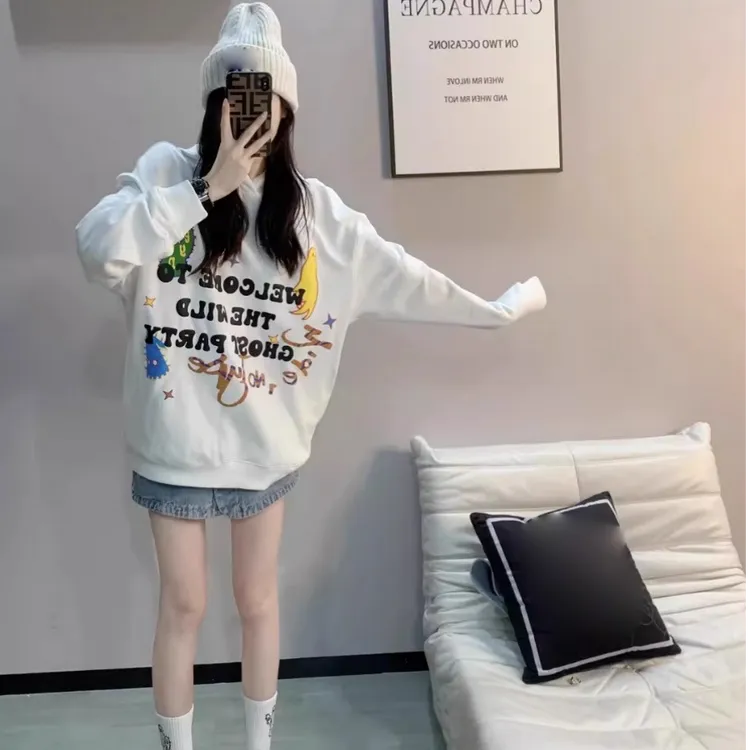 【现货】连帽卫衣女装春季新款设计感美式高街宽松休闲百搭上衣潮