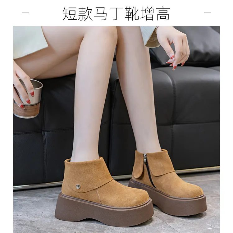 女小个子短款马丁靴2025秋冬新款增高女鞋时髦配裙子新款网红靴子
