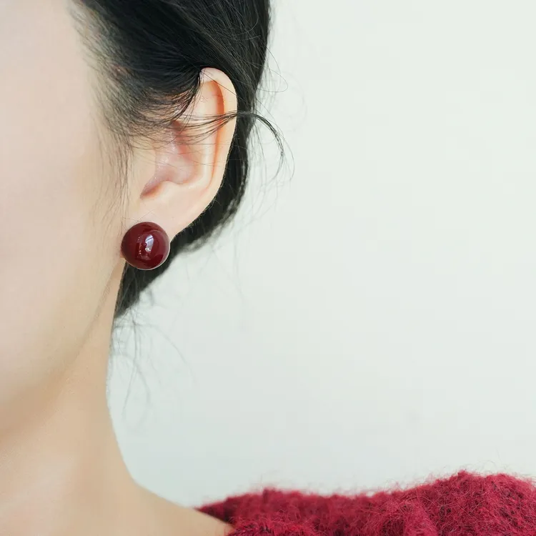 【红豆】红色球球耳钉显脸小显白春节喜庆小众百搭女