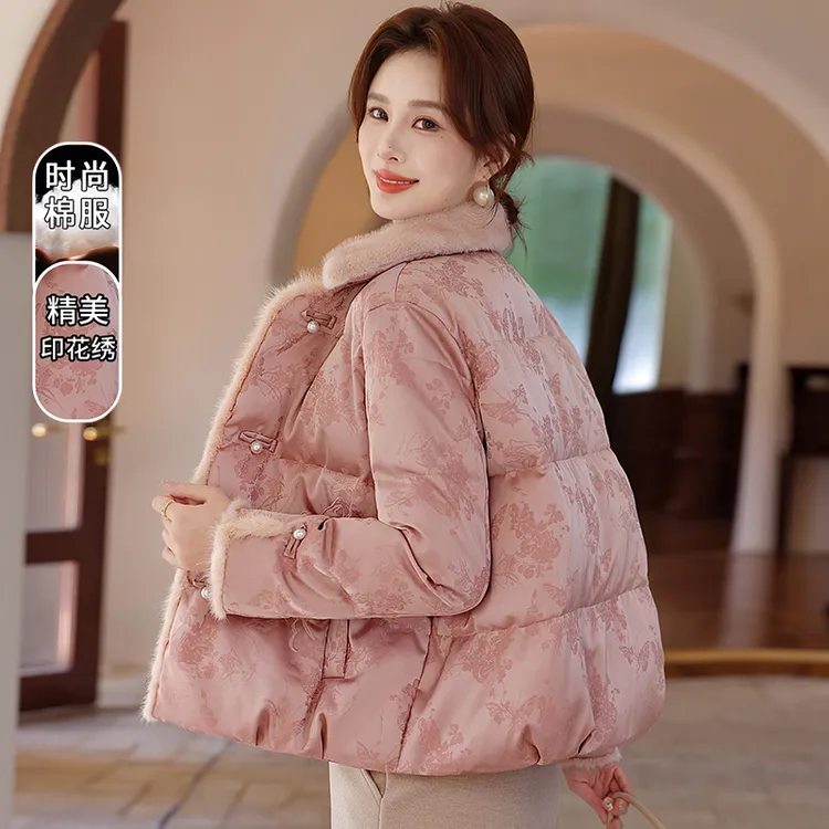 新中式妈妈羽绒棉服冬装国风棉袄洋气中老年秋冬高级感棉衣外套女