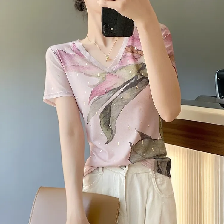 夏季洋气衣服网纱短袖女款爆款2025新款独特漂亮小衫上档服装t