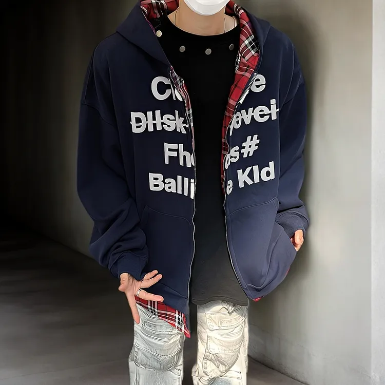 美式高街毛衣开衫女早春字母刺绣双拉链加厚外套撞色拼接针织上衣