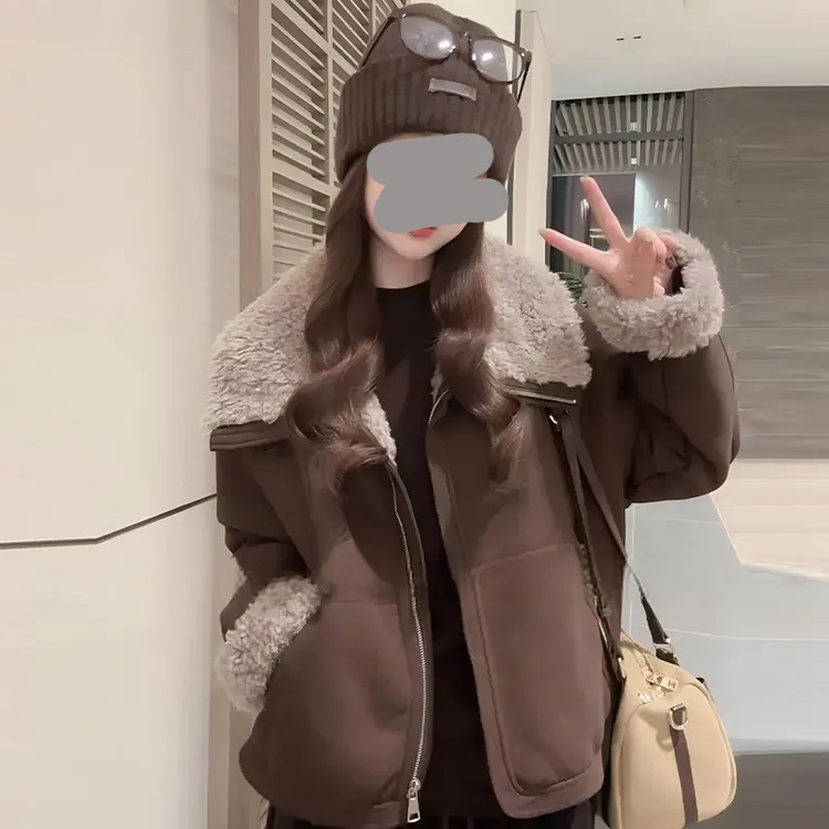 2025秋冬复古高级感轻奢宽松拉链口袋外套女潮