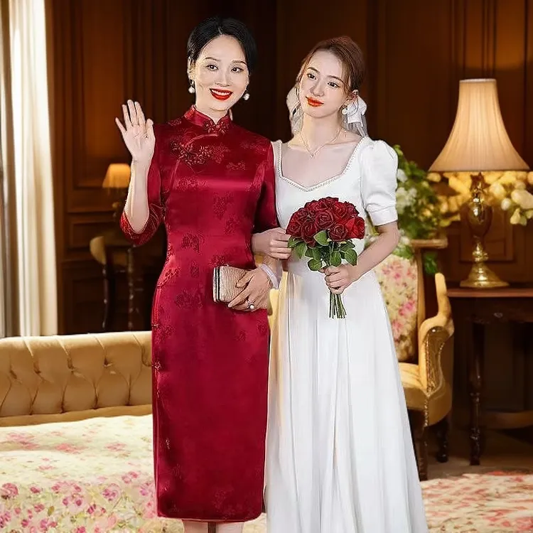 喜妈妈礼服2025新款爆款婚宴场合女装喜婆婆婚宴礼服高贵婚庆旗袍