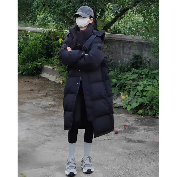 棉服女2025冬季新款中长款过膝黑色男女同款加厚宽松棉袄棉衣外套
