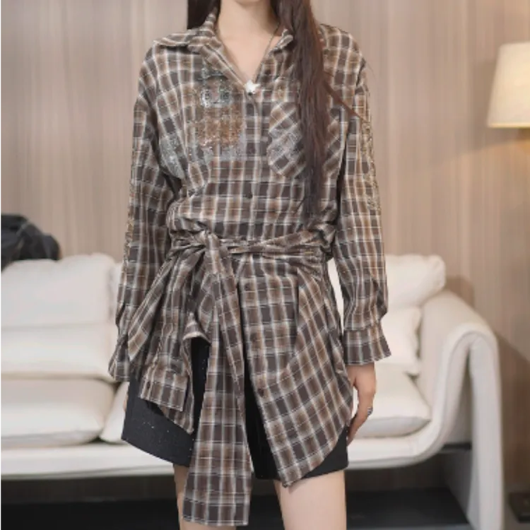 TCH烫钻工艺时尚休闲百搭气质秋款衬衫女T75C13E5029轻奢tch
