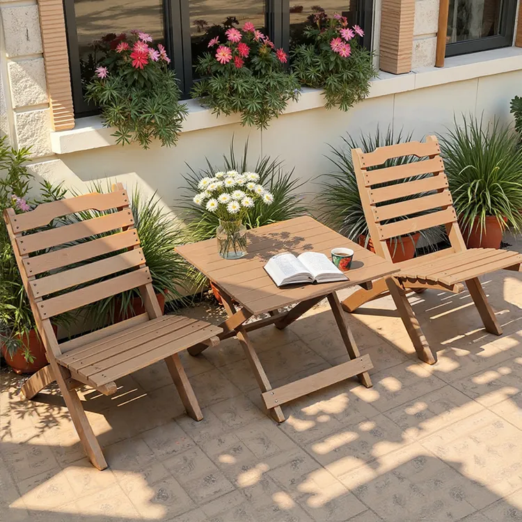 【折叠户外桌椅】阳台折叠复古小木椅庭院室外便携式野餐露营
