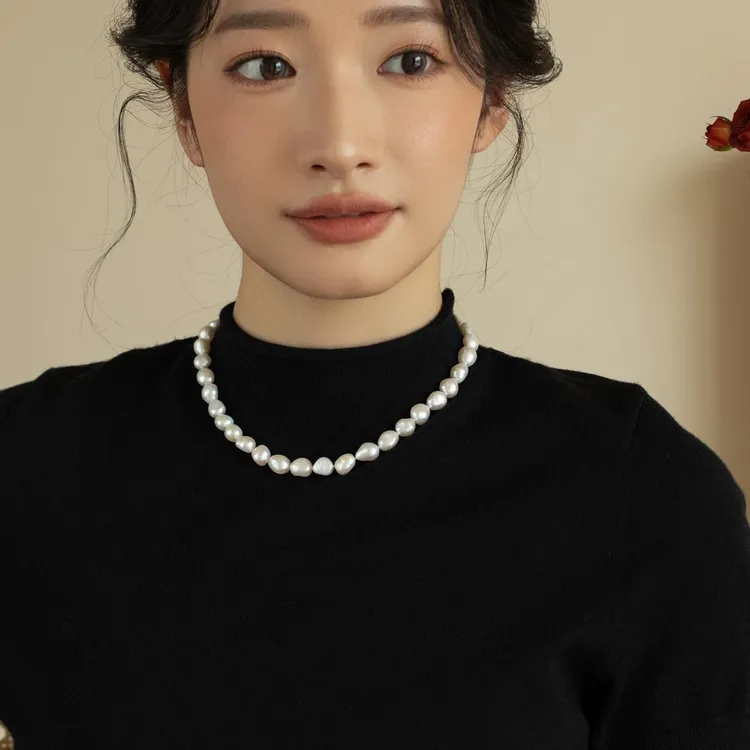 【8-9mm高品质无暇强光】天然淡水珍珠巴洛克项链女气质时尚毛衣链