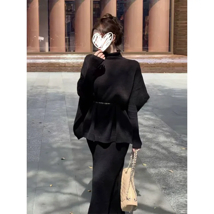 阔腿裤上衣百搭时尚套装打底衫高领秋冬休闲风网红