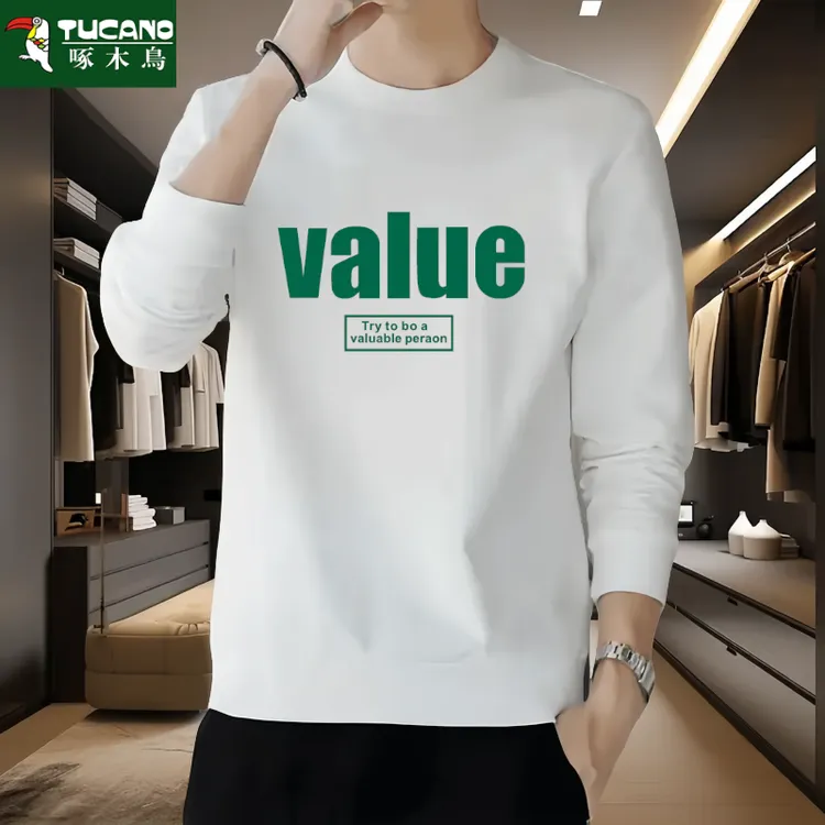 啄木鸟2025款重磅卫衣男春秋加绒宽松圆领休闲长袖潮流套头上衣男