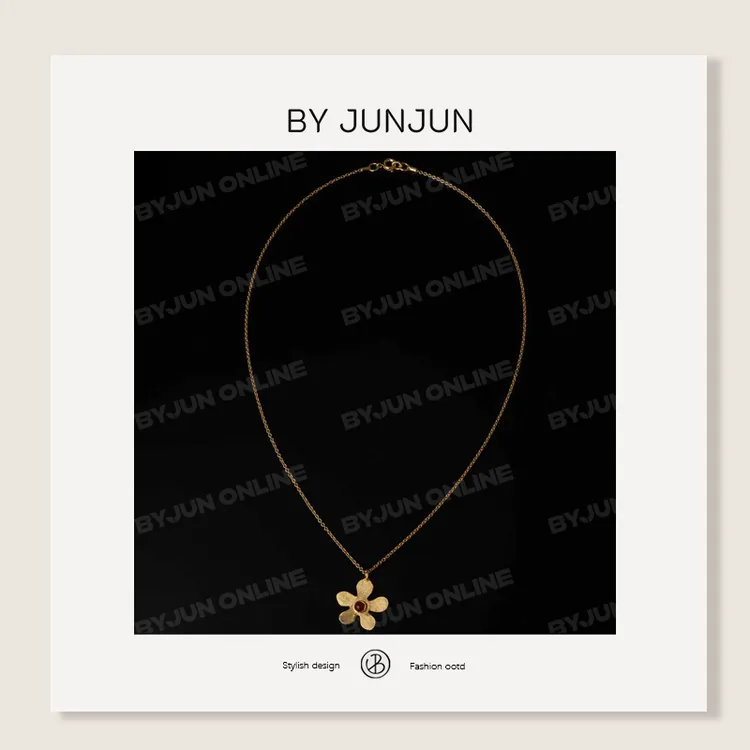 ByJunjun 坠链均925银 【小金花】925银拉斯花朵项链C25X1428